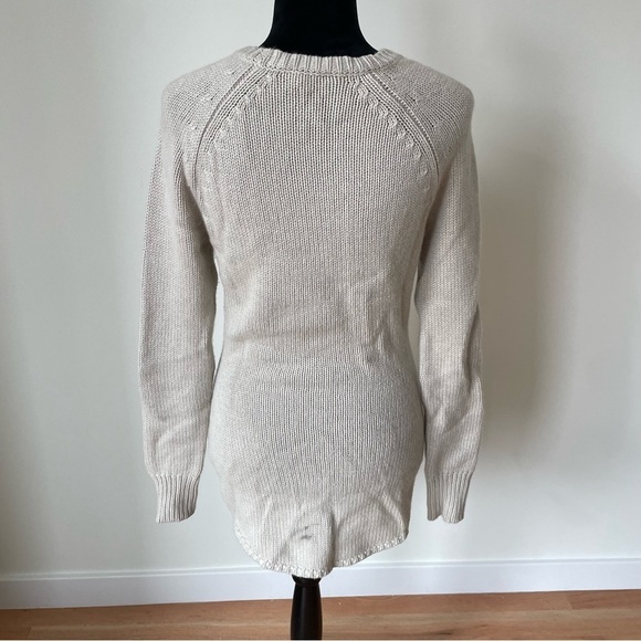 Autumn Cashmere Oatmeal High Low Mixed Knit Cable V Neck Sweater RH9048 Size S - Picture 5 of 10